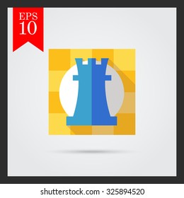 Icon of rook, chessman, in square