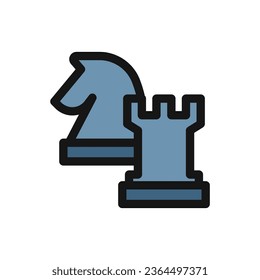 icon rook and knight, icon chess game, editable file