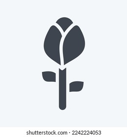 Icon Rose 2. related to Flora symbol. glyph style. simple illustration. plant. Oak. leaf. rose