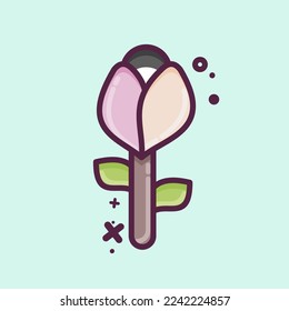 Icon Rose 2. related to Flora symbol. MBE style. simple illustration. plant. Oak. leaf. rose