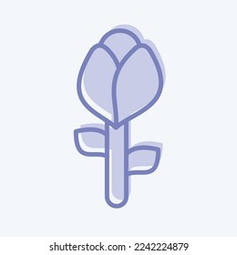 Icon Rose 2. related to Flora symbol. two tone style. simple illustration. plant. Oak. leaf. rose