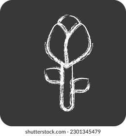 Icon Rose 2. related to Flora symbol. chalk Style. simple illustration. plant. Oak. leaf. rose