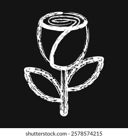 Icon rose. Beautiful flowers elements. Icon in chalk style.