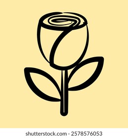 Icon rose. Beautiful flowers elements. Icon in hand drawn style.