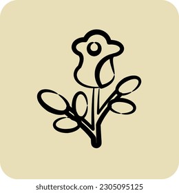 Icon Rose. related to Valentine's Day symbol. hand drawn style. simple design editable