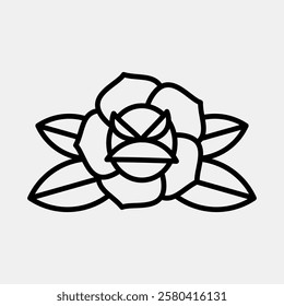 Icon rose. Traditional tattoo elements. Icon in line style.