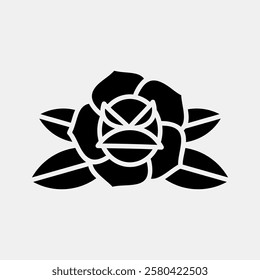 Icon rose. Traditional tattoo elements. Icon in glyph style.