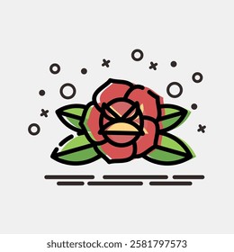 Icon rose. Traditional tattoo elements. Icon in MBE style.