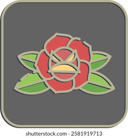 Icon rose. Traditional tattoo elements. Icon in embossed style.