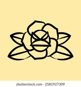 Icon rose. Traditional tattoo elements. Icon in hand drawn style.