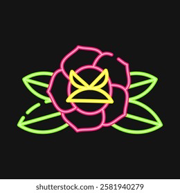 Icon rose. Traditional tattoo elements. Icon in neon style.