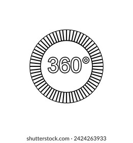 360° Icon. Rotate Arrow, Virtual Reality. Panoramic, Wide Degree Symbol. 