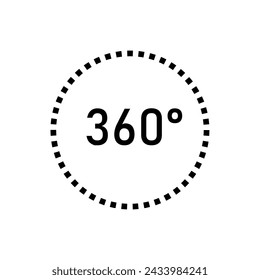 360° Icon. Rotate Arrow, Virtual Reality. Panoramic, Wide Degree Symbol. 