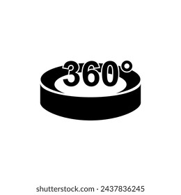360° Icon. Rotate Arrow, Virtual Reality. Panoramic, Wide Degree Symbol.