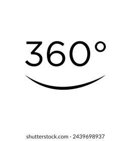360° Icon. Rotate Arrow, Virtual Reality. Panoramic, Wide Degree Symbol.