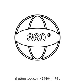 360° Icon. Rotate Arrow, Virtual Reality. Panoramic, Wide Degree Symbol.