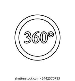 ===== 360° Icon. Rotate Arrow, Virtual Reality. Panoramic, Wide Degree Symbol.
