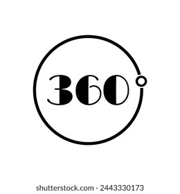 360° Icon. Rotate Arrow, Virtual Reality. Panoramic, Wide Degree Symbol.