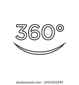 360° Icon. Rotate Arrow, Virtual Reality. Panoramic, Wide Degree Symbol.