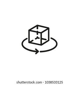Icon of rotating cube. Spinning, shape, demonstration. Geometry concept. Can be used for topics like gambling, graphic design, recreation, game