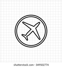Icon of round airplane badge