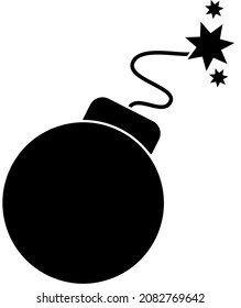 El icono es una bomba redonda con una explosión, una silueta negra. Resaltado sobre un fondo blanco. Ilustración vectorial. Una serie de íconos del negocio.