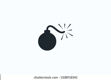 icon round bomb, vector illustration. danger of explosion. black symbol on white background.