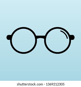 Icon round glasses. Glasses silhouette in flat design. Vector.