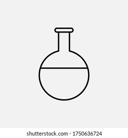 Icon round lab beaker, vector design, line style, isolated in a gray background