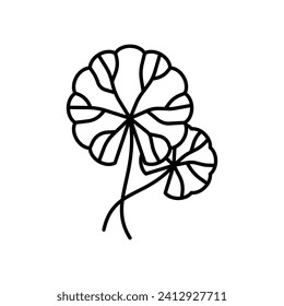 Centella line icon. Round leaves of Centella asiatica, medical plant. Thin stroke, editable icon. Minimalistic botanical illustration for a label, package, design.