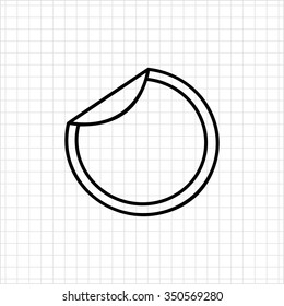 Icon of round sticker with unstuck corner