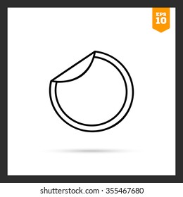 Icon of round sticker with unstuck corner