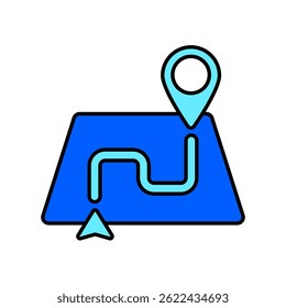 Icono de una ruta, aislado contra un fondo limpio.