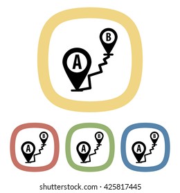 Icon of route from point A to B