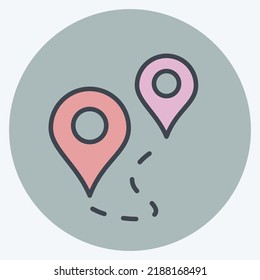 Icon Route. suitable for education symbol. color mate style. simple design editable. design template vector. simple illustration