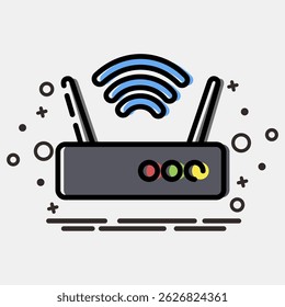 Icon router. Computer components elements. Icon in MBE style.