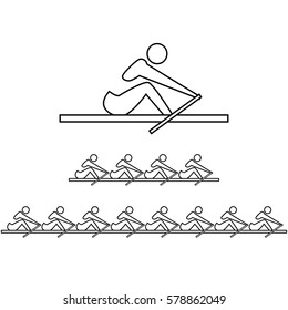 icon of rowing men. Vector set