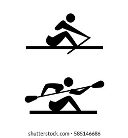 icon of rowing men. Vector set