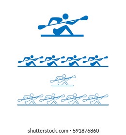 icon of rowing men. Vector set