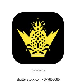 Icon royal pineapple icon button. Creative vision concept logo or icon vector elements design template for icon application mobile, button main screen phone. Vector flat style design with drop shadow.