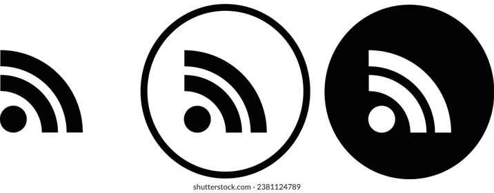 icon rss black outline for web site design 
and mobile dark mode apps 
Vector illustration on a white background