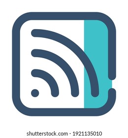 icon rss using filled line style and blue color