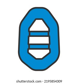 Icon Of Rubber Boat. Editable Bold Outline With Color Fill Design. Vector Illustration.