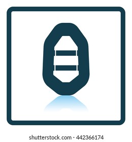 Icon of rubber boat . Shadow reflection design. Vector illustration.