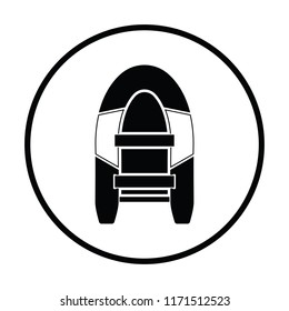 Icon of rubber boat . Thin circle design. Vector illustration.