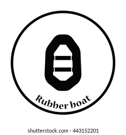 Icon of rubber boat . Thin circle design. Vector illustration.