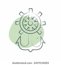 Icon Rudder. related to Hipster symbol. Color Spot Style. simple design editable. simple illustration