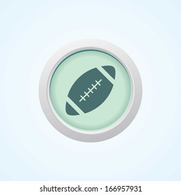 Icon of Rugby Ball on button.
