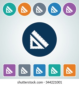 Icon of Ruler in Multi Color Circle & Square Shape. Eps-10.