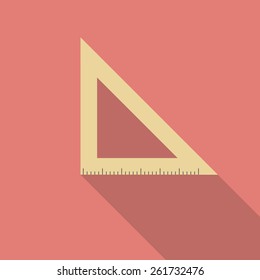 Icon of ruler,colored,flat style. Modern design,stationery,office tool,edication equipment. Vector illustration EPS10. Long shadow